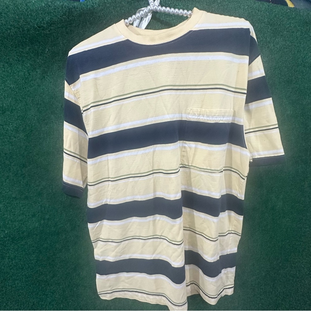 Puritan Men's Short Sleeve Tee with Yellow and Black Stripes